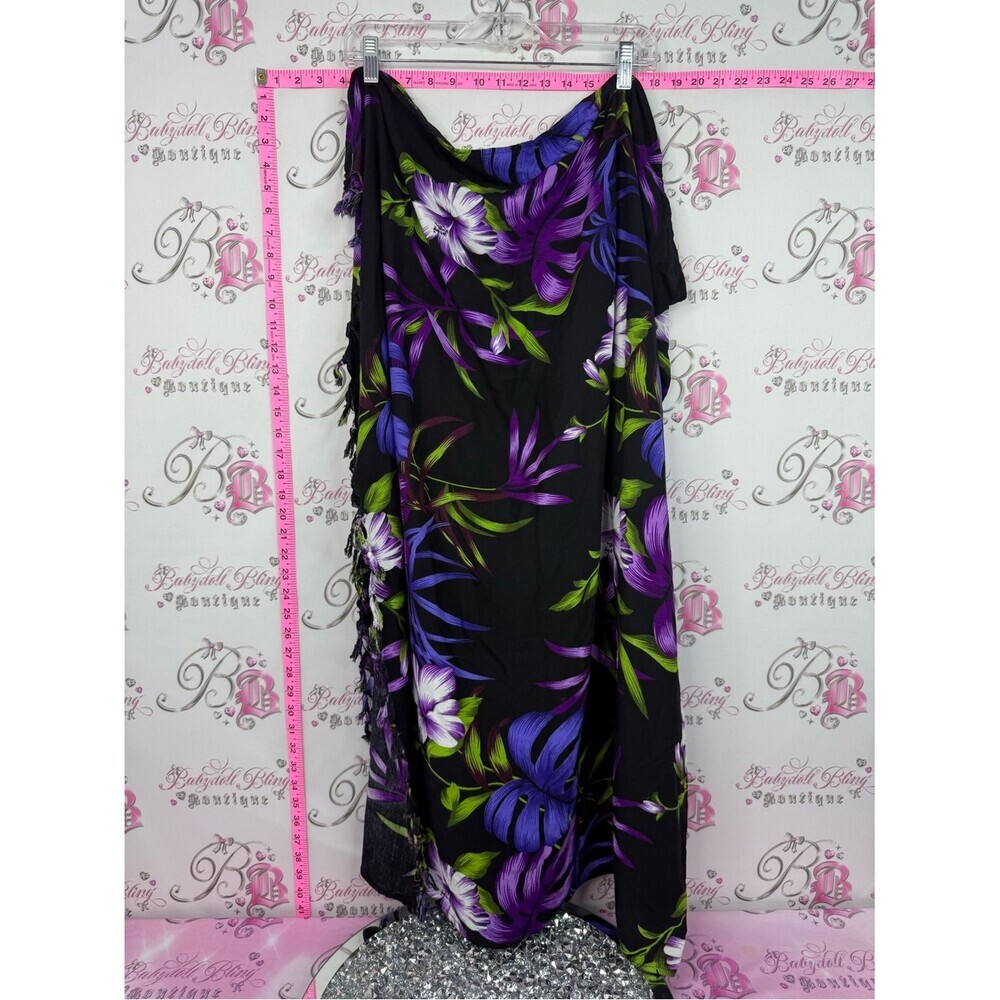 Hibiscus Collection Hawaii Floral Wrap — Black with Purple & Lime Green Accents
